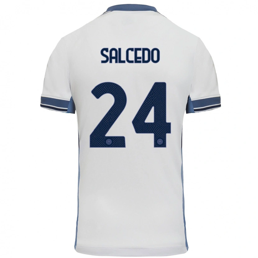 Danxen Niño Camiseta Eddie Salcedo #24 Blanco Gris 2ª Equipación 2024/25 La Camisa