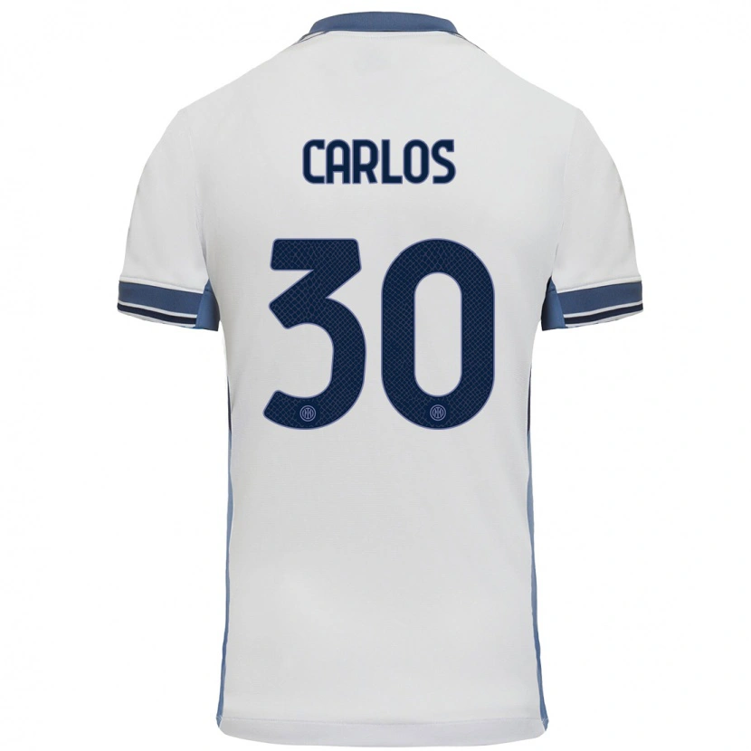 Danxen Niño Camiseta Carlos Augusto #30 Blanco Gris 2ª Equipación 2024/25 La Camisa