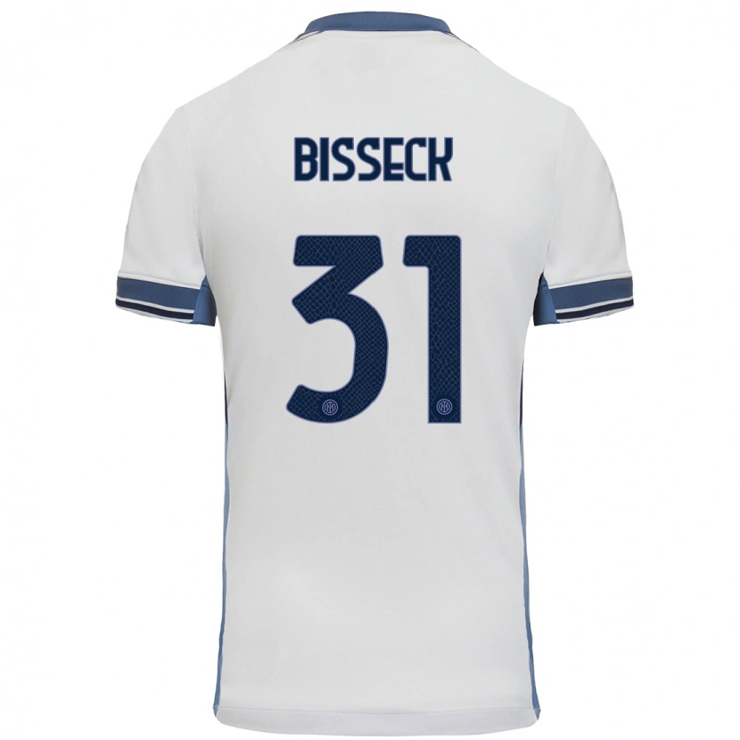 Danxen Niño Camiseta Yann Bisseck #31 Blanco Gris 2ª Equipación 2024/25 La Camisa