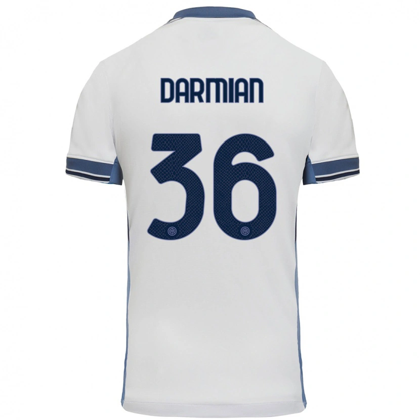 Danxen Niño Camiseta Matteo Darmian #36 Blanco Gris 2ª Equipación 2024/25 La Camisa