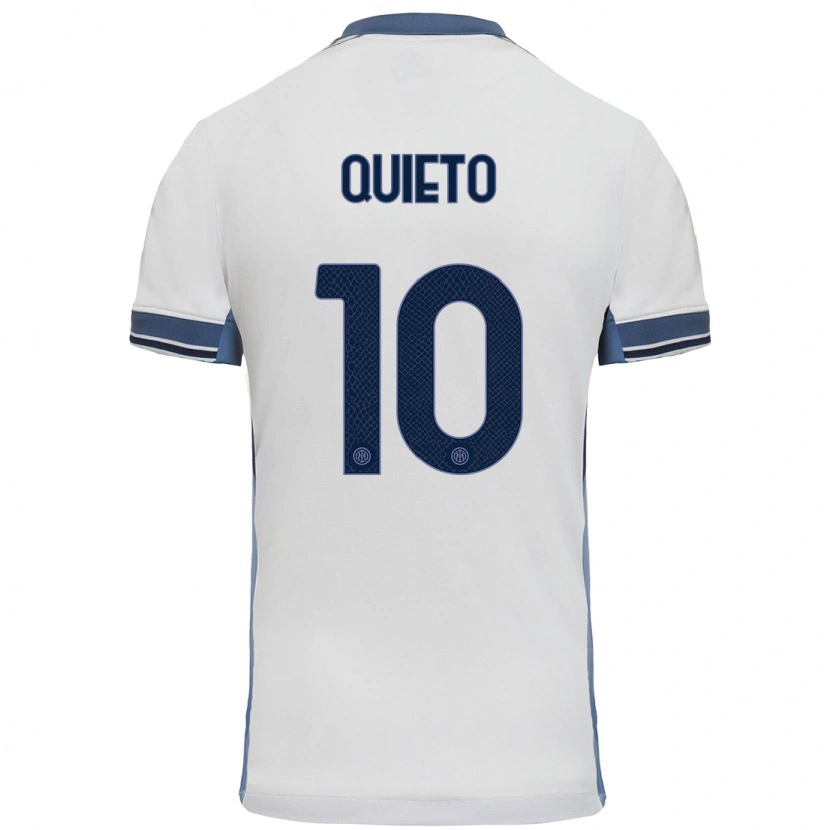 Danxen Niño Camiseta Daniele Quieto #10 Blanco Gris 2ª Equipación 2024/25 La Camisa