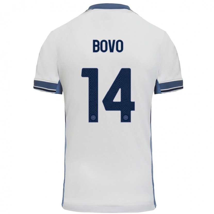 Danxen Niño Camiseta Leonardo Bovo #14 Blanco Gris 2ª Equipación 2024/25 La Camisa