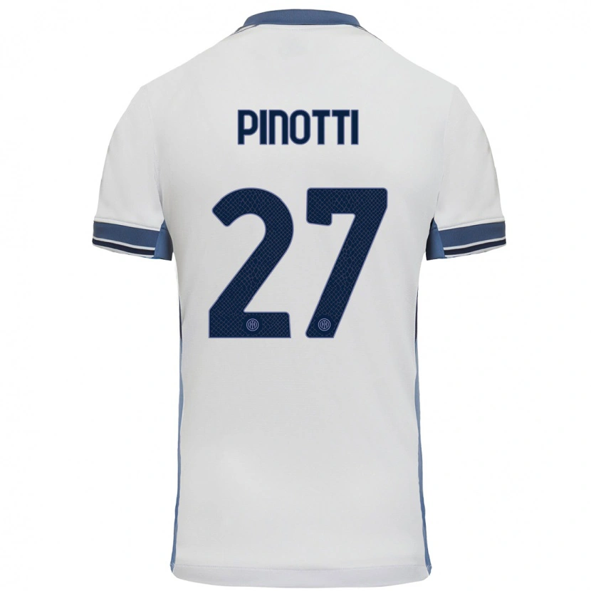 Danxen Niño Camiseta Manuel Pinotti #27 Blanco Gris 2ª Equipación 2024/25 La Camisa