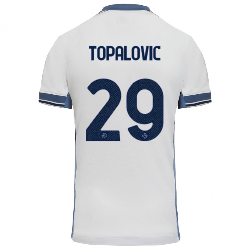 Danxen Niño Camiseta Luka Topalovic #29 Blanco Gris 2ª Equipación 2024/25 La Camisa