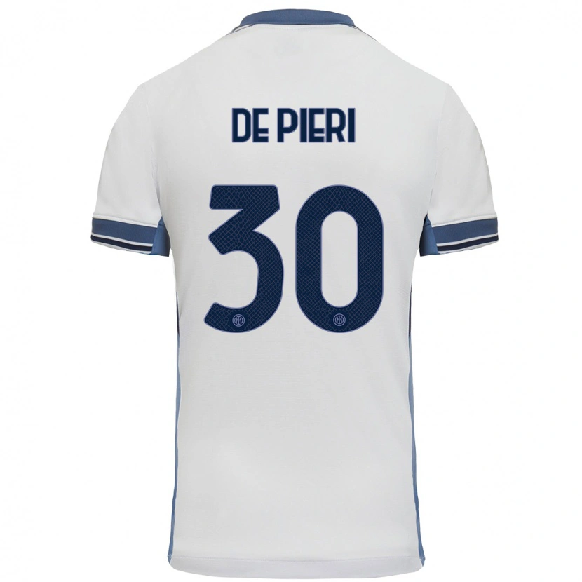 Danxen Niño Camiseta Giacomo De Pieri #30 Blanco Gris 2ª Equipación 2024/25 La Camisa