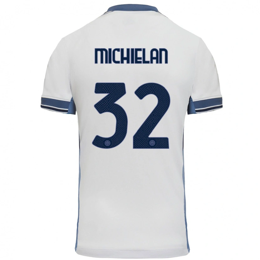 Danxen Niño Camiseta Mattia Michielan #32 Blanco Gris 2ª Equipación 2024/25 La Camisa