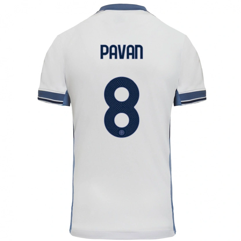 Danxen Niño Camiseta Matilde Pavan #8 Blanco Gris 2ª Equipación 2024/25 La Camisa