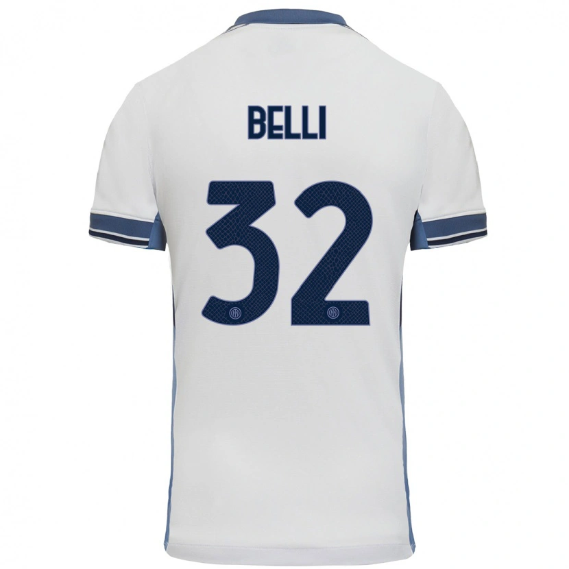 Danxen Niño Camiseta Elena Belli #32 Blanco Gris 2ª Equipación 2024/25 La Camisa