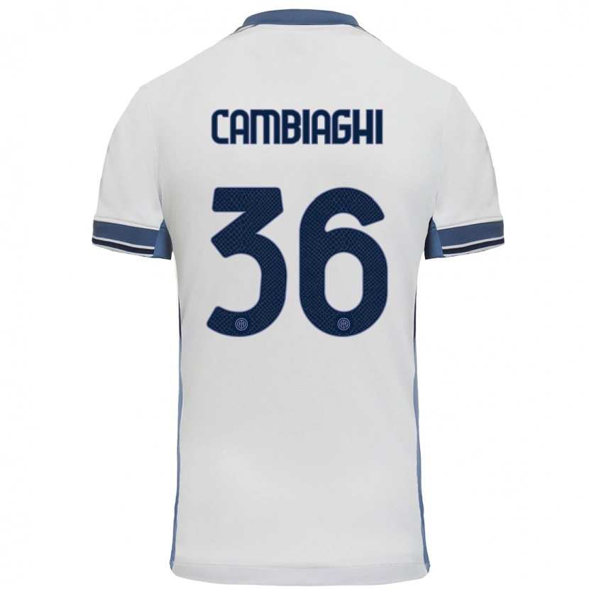 Danxen Niño Camiseta Michela Cambiaghi #36 Blanco Gris 2ª Equipación 2024/25 La Camisa