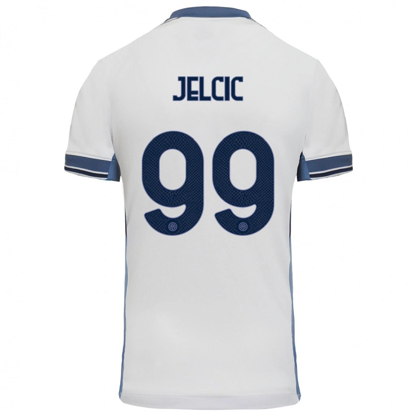 Danxen Niño Camiseta Maja Jelčić #99 Blanco Gris 2ª Equipación 2024/25 La Camisa