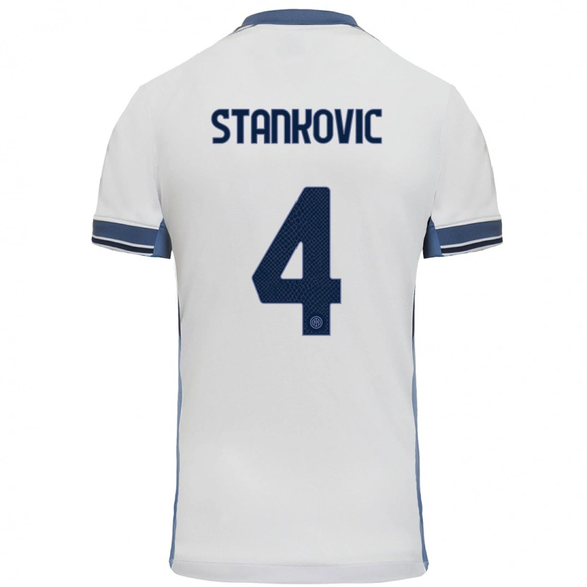 Danxen Niño Camiseta Aleksandar Stankovic #4 Blanco Gris 2ª Equipación 2024/25 La Camisa