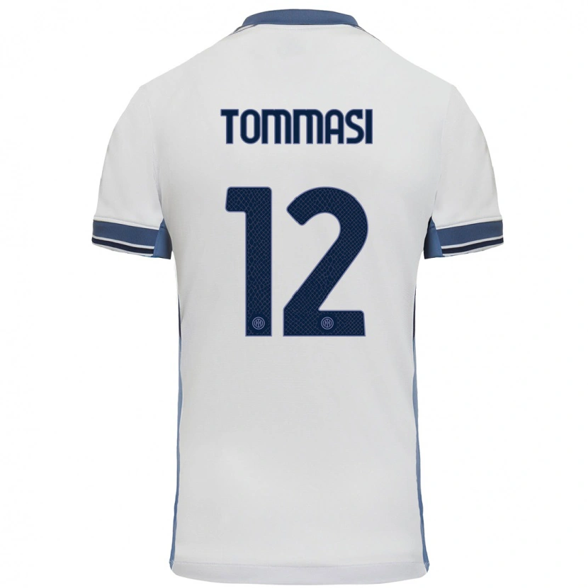 Danxen Niño Camiseta Francesco Tommasi #12 Blanco Gris 2ª Equipación 2024/25 La Camisa