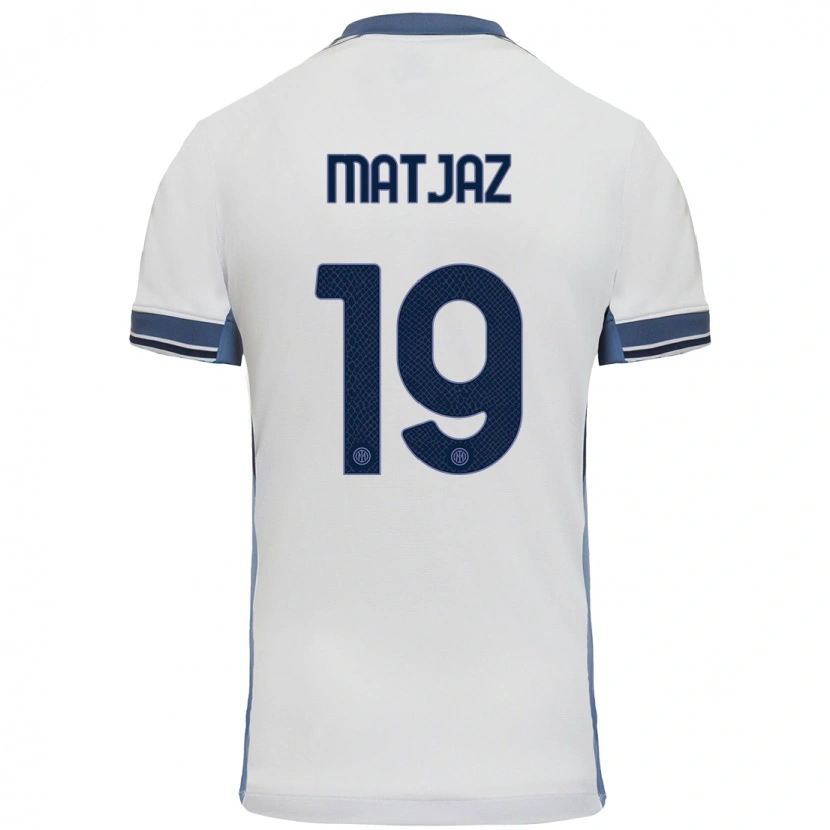 Danxen Niño Camiseta Samo Matjaz #19 Blanco Gris 2ª Equipación 2024/25 La Camisa