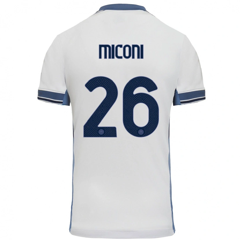 Danxen Niño Camiseta Riccardo Miconi #26 Blanco Gris 2ª Equipación 2024/25 La Camisa