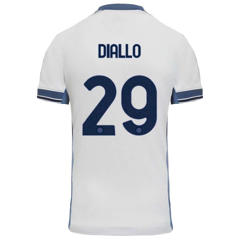 Danxen Niño Camiseta Oumar Diallo #29 Blanco Gris 2ª Equipación 2024/25 La Camisa