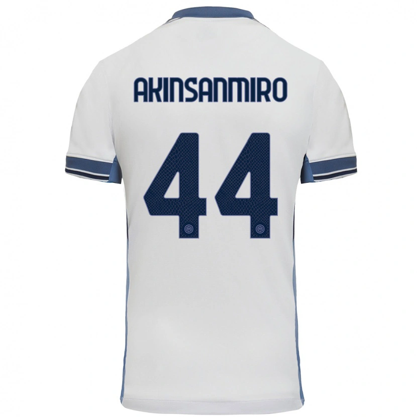 Danxen Niño Camiseta Ebenezer Akinsanmiro #44 Blanco Gris 2ª Equipación 2024/25 La Camisa