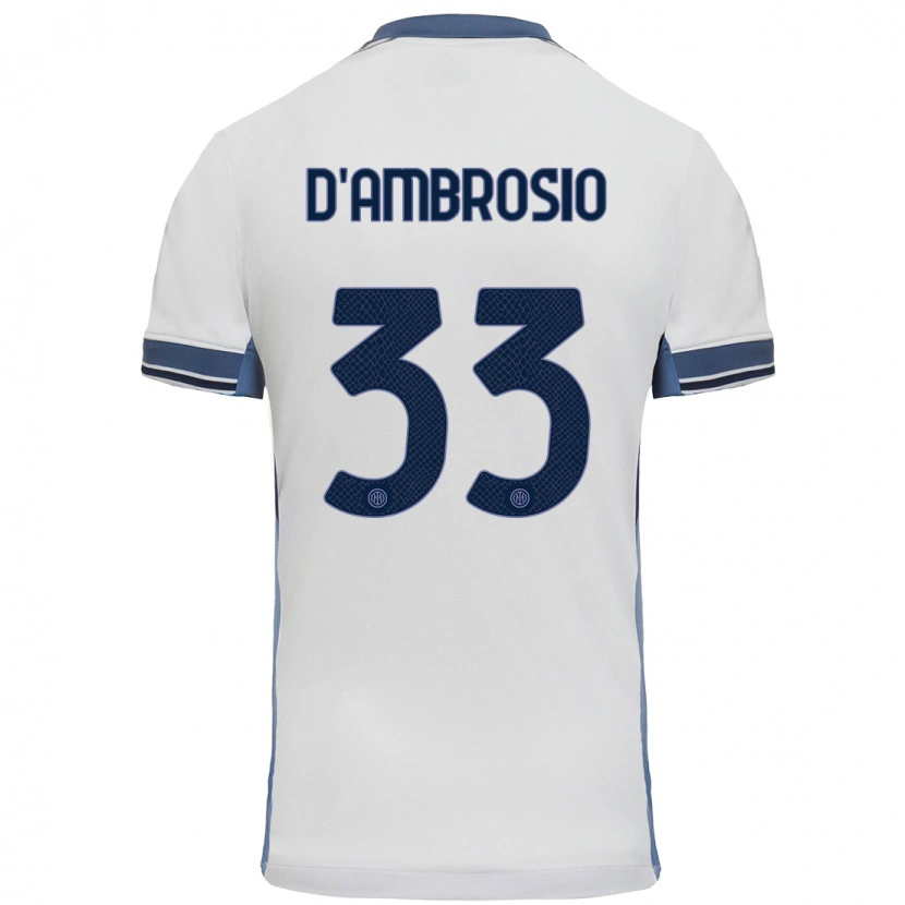 Danxen Niño Camiseta Danilo D'ambrosio #33 Blanco Gris 2ª Equipación 2024/25 La Camisa