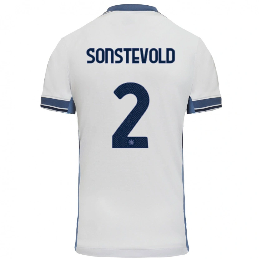 Danxen Niño Camiseta Anja Sonstevold #2 Blanco Gris 2ª Equipación 2024/25 La Camisa