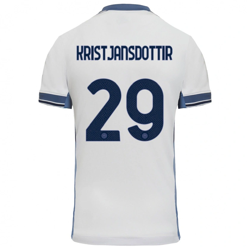 Danxen Niño Camiseta Anna Bjork Kristjansdottir #29 Blanco Gris 2ª Equipación 2024/25 La Camisa