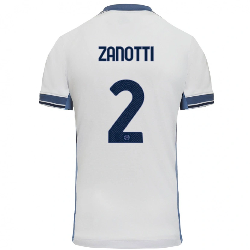 Danxen Niño Camiseta Mattia Zanotti #2 Blanco Gris 2ª Equipación 2024/25 La Camisa