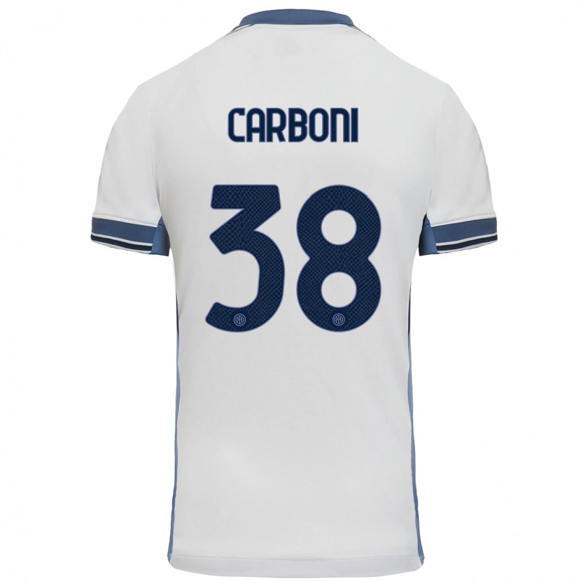 Danxen Niño Camiseta Valentin Carboni #38 Blanco Gris 2ª Equipación 2024/25 La Camisa