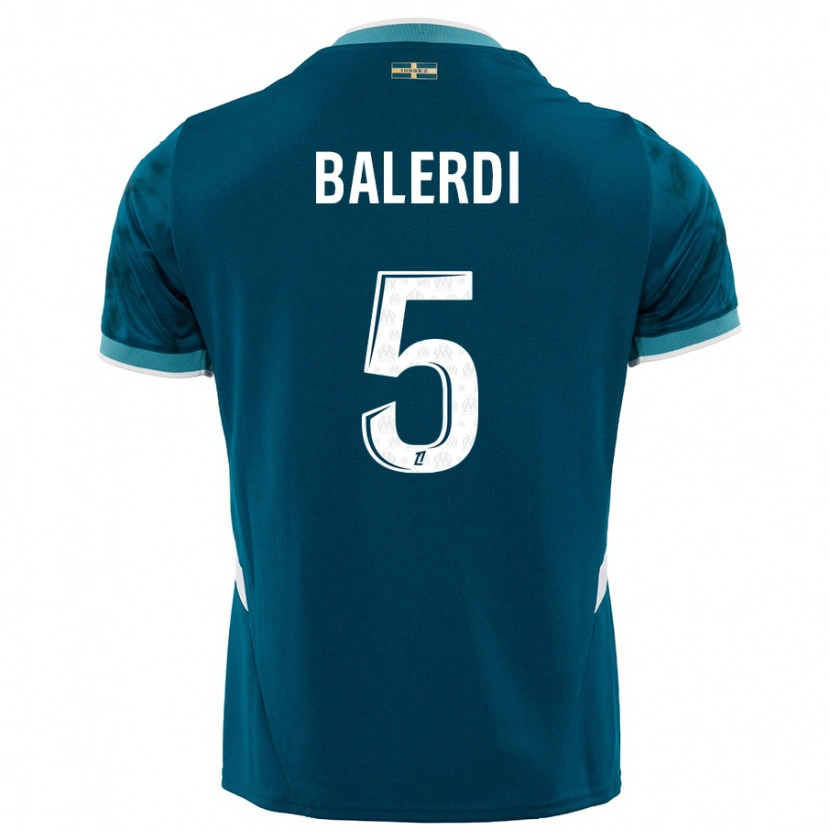 Danxen Niño Camiseta Leonardo Balerdi #5 Azul Turquesa 2ª Equipación 2024/25 La Camisa