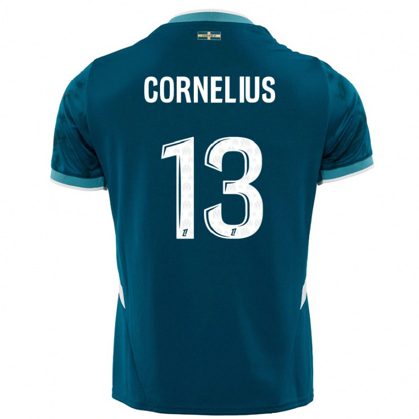 Danxen Niño Camiseta Derek Cornelius #13 Azul Turquesa 2ª Equipación 2024/25 La Camisa