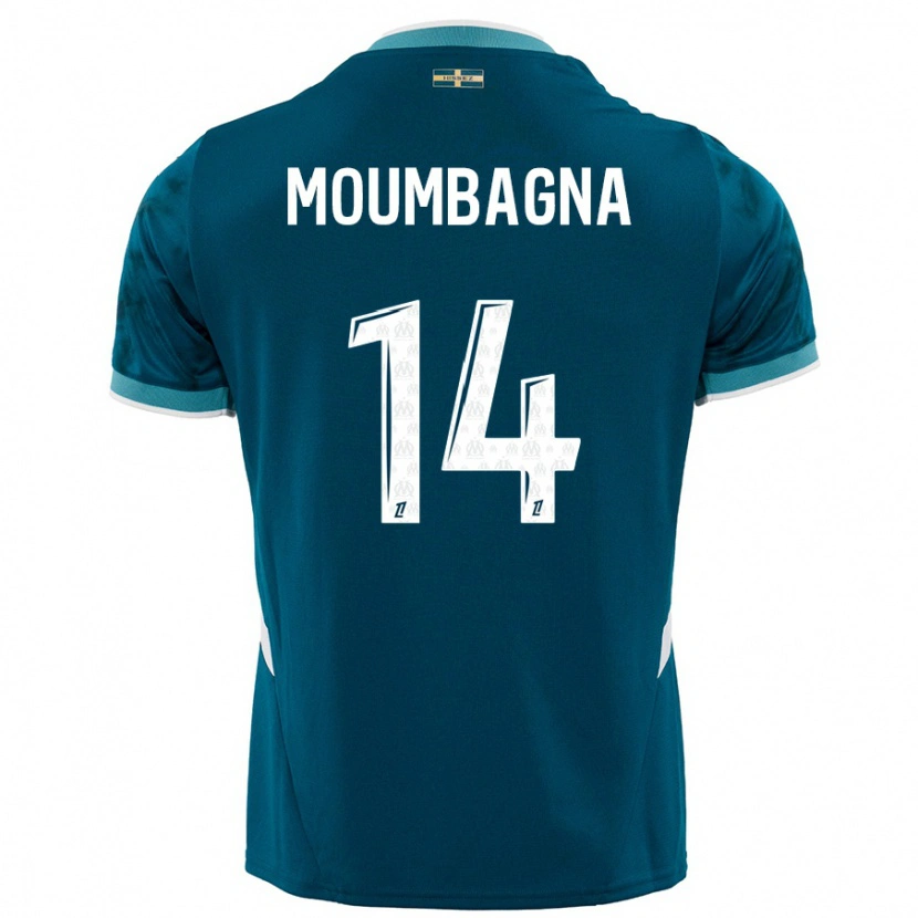 Danxen Niño Camiseta Faris Moumbagna #14 Azul Turquesa 2ª Equipación 2024/25 La Camisa