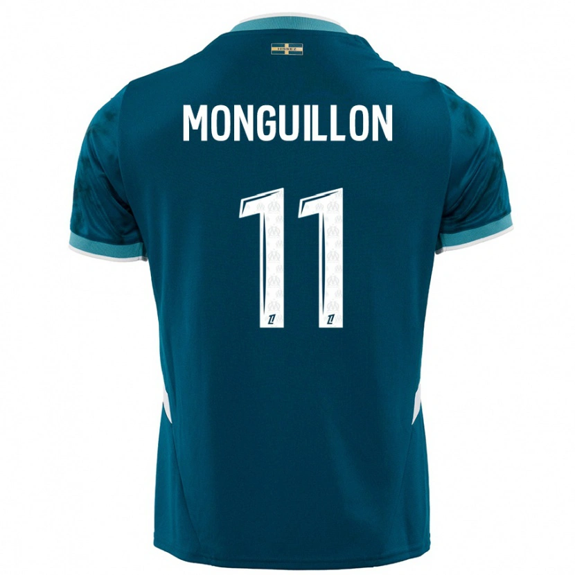 Danxen Niño Camiseta Coralie Monguillon #11 Azul Turquesa 2ª Equipación 2024/25 La Camisa