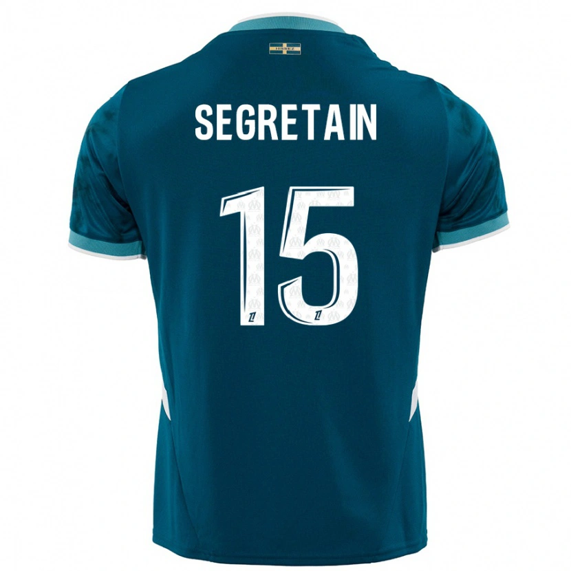 Danxen Niño Camiseta Julie Ségrétain #15 Azul Turquesa 2ª Equipación 2024/25 La Camisa