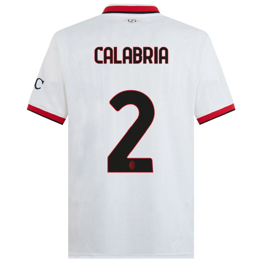 Danxen Niño Camiseta Davide Calabria #2 Blanco Negro Rojo 2ª Equipación 2024/25 La Camisa