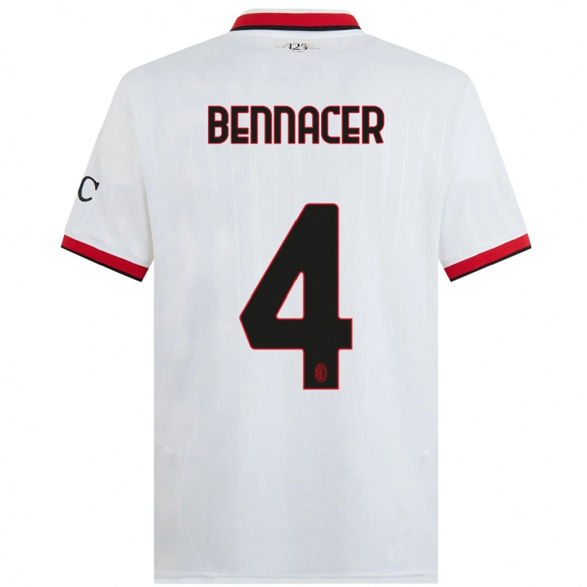 Danxen Niño Camiseta Ismaël Bennacer #4 Blanco Negro Rojo 2ª Equipación 2024/25 La Camisa