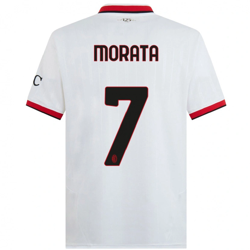 Danxen Niño Camiseta Álvaro Morata #7 Blanco Negro Rojo 2ª Equipación 2024/25 La Camisa