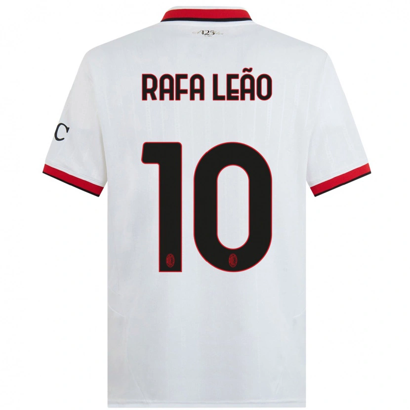 Danxen Niño Camiseta Rafael Leão #10 Blanco Negro Rojo 2ª Equipación 2024/25 La Camisa