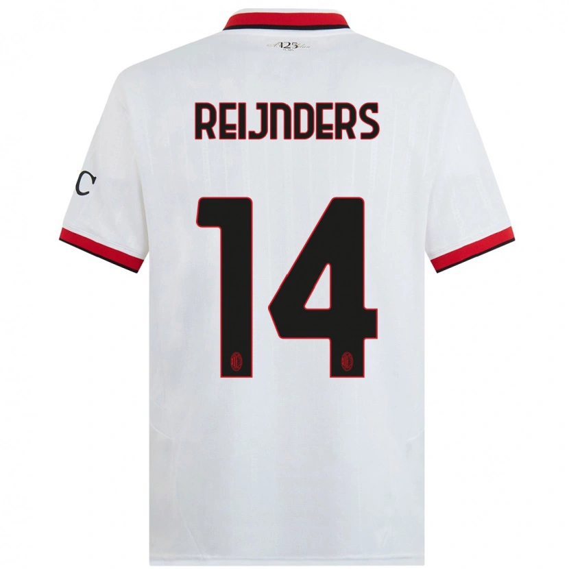 Danxen Niño Camiseta Tijjani Reijnders #14 Blanco Negro Rojo 2ª Equipación 2024/25 La Camisa