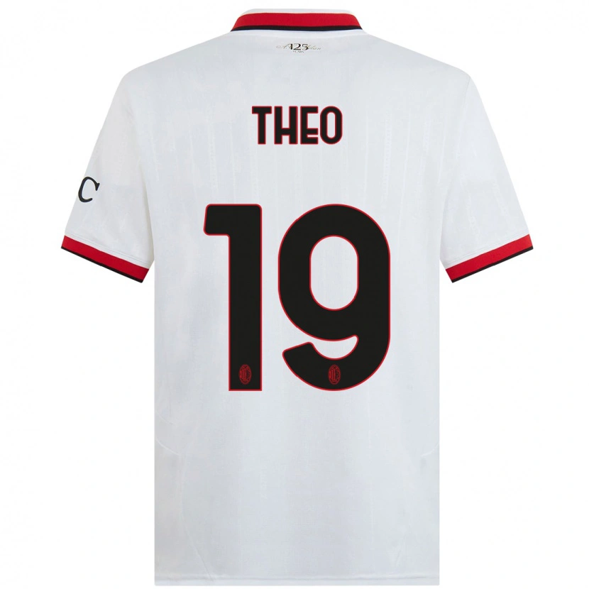 Danxen Niño Camiseta Theo Hernández #19 Blanco Negro Rojo 2ª Equipación 2024/25 La Camisa