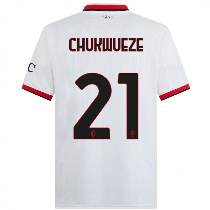 Danxen Niño Camiseta Samuel Chukwueze #21 Blanco Negro Rojo 2ª Equipación 2024/25 La Camisa