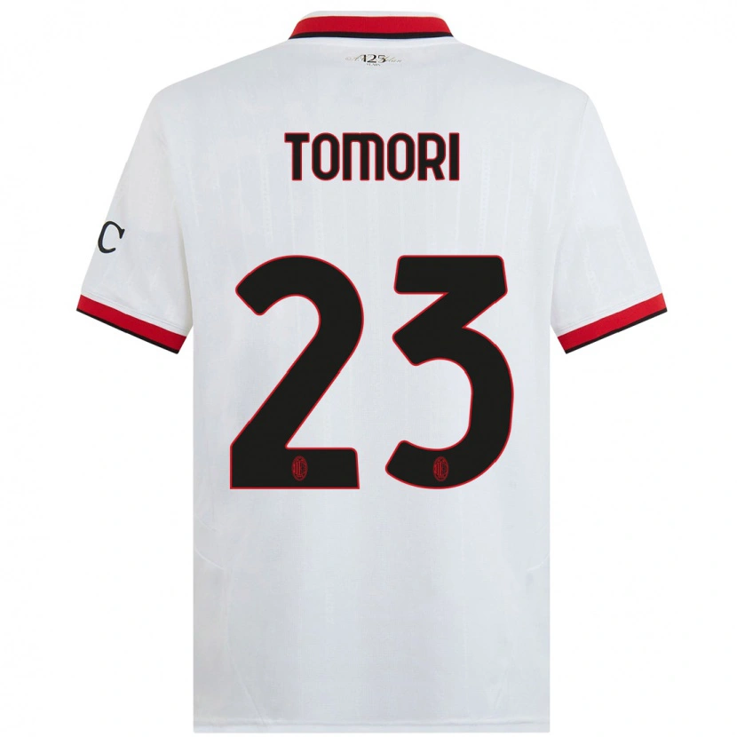 Danxen Niño Camiseta Fikayo Tomori #23 Blanco Negro Rojo 2ª Equipación 2024/25 La Camisa