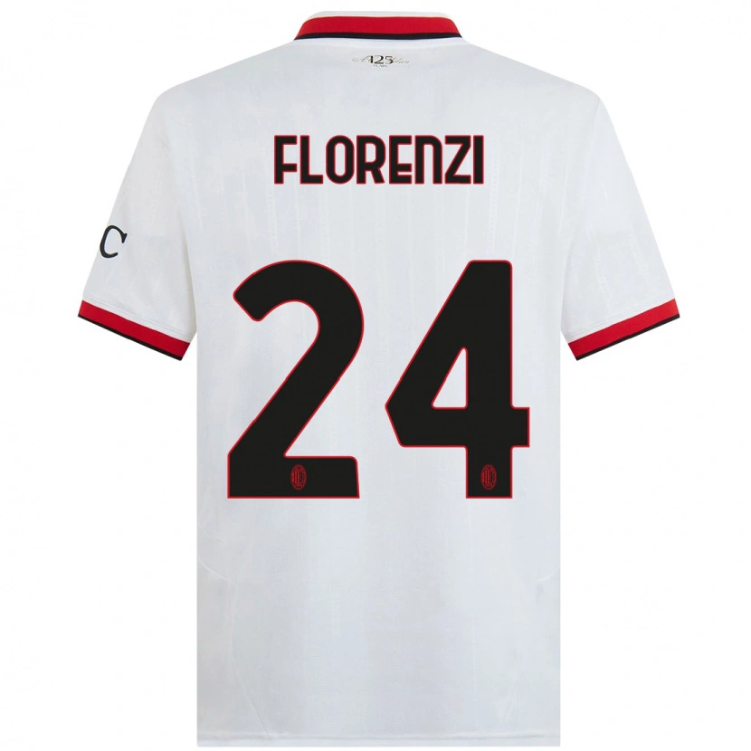 Danxen Niño Camiseta Alessandro Florenzi #24 Blanco Negro Rojo 2ª Equipación 2024/25 La Camisa