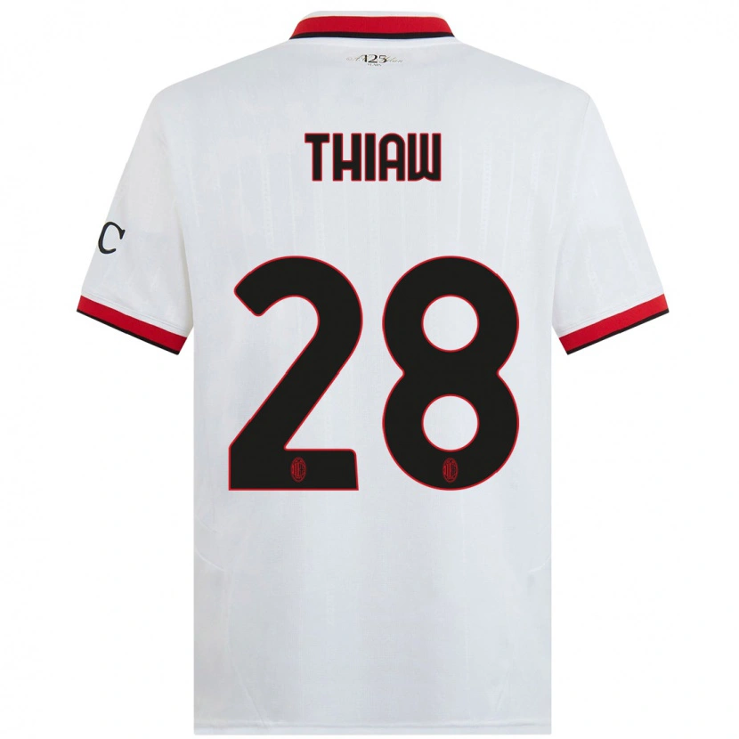 Danxen Niño Camiseta Malick Thiaw #28 Blanco Negro Rojo 2ª Equipación 2024/25 La Camisa