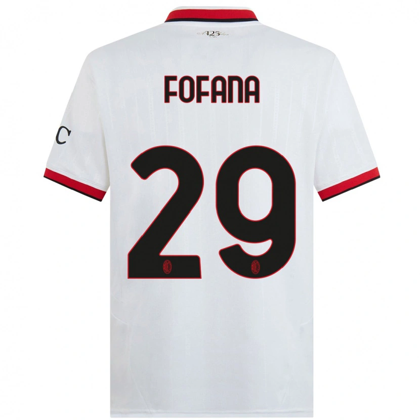 Danxen Niño Camiseta Youssouf Fofana #29 Blanco Negro Rojo 2ª Equipación 2024/25 La Camisa