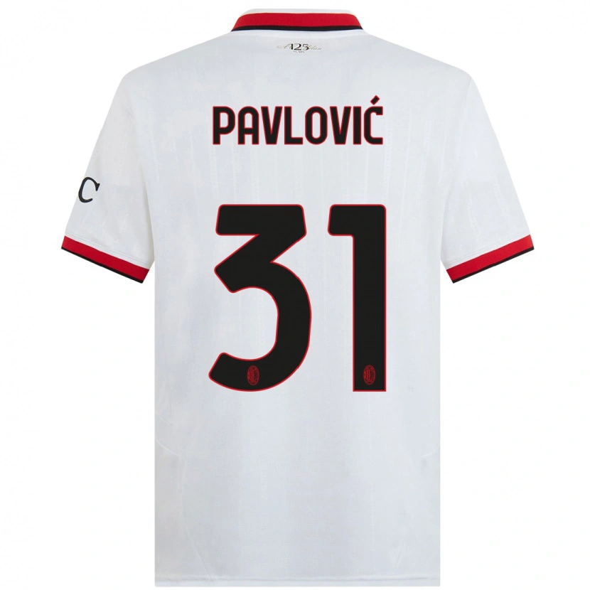 Danxen Niño Camiseta Strahinja Pavlović #31 Blanco Negro Rojo 2ª Equipación 2024/25 La Camisa