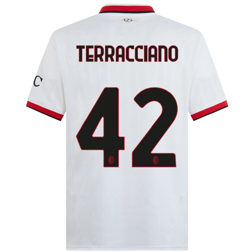 Danxen Niño Camiseta Filippo Terracciano #42 Blanco Negro Rojo 2ª Equipación 2024/25 La Camisa