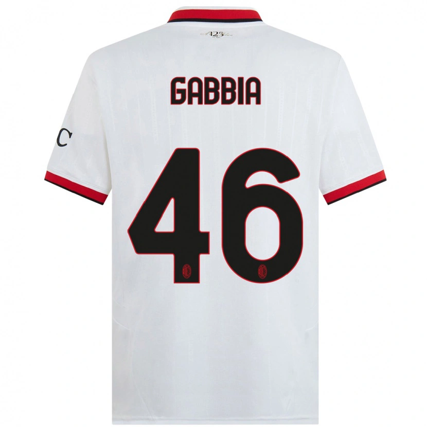 Danxen Niño Camiseta Matteo Gabbia #46 Blanco Negro Rojo 2ª Equipación 2024/25 La Camisa