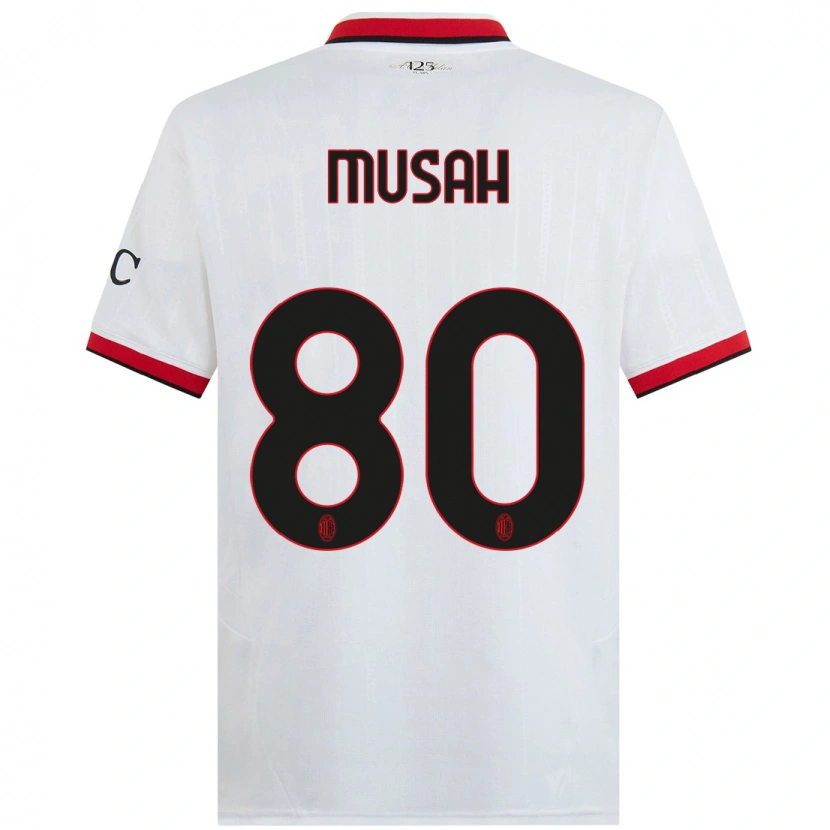 Danxen Niño Camiseta Yunus Musah #80 Blanco Negro Rojo 2ª Equipación 2024/25 La Camisa