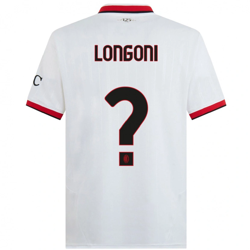 Danxen Niño Camiseta Alessandro Longoni #0 Blanco Negro Rojo 2ª Equipación 2024/25 La Camisa