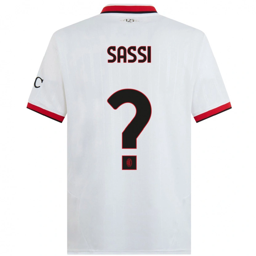 Danxen Niño Camiseta Simone Sassi #0 Blanco Negro Rojo 2ª Equipación 2024/25 La Camisa