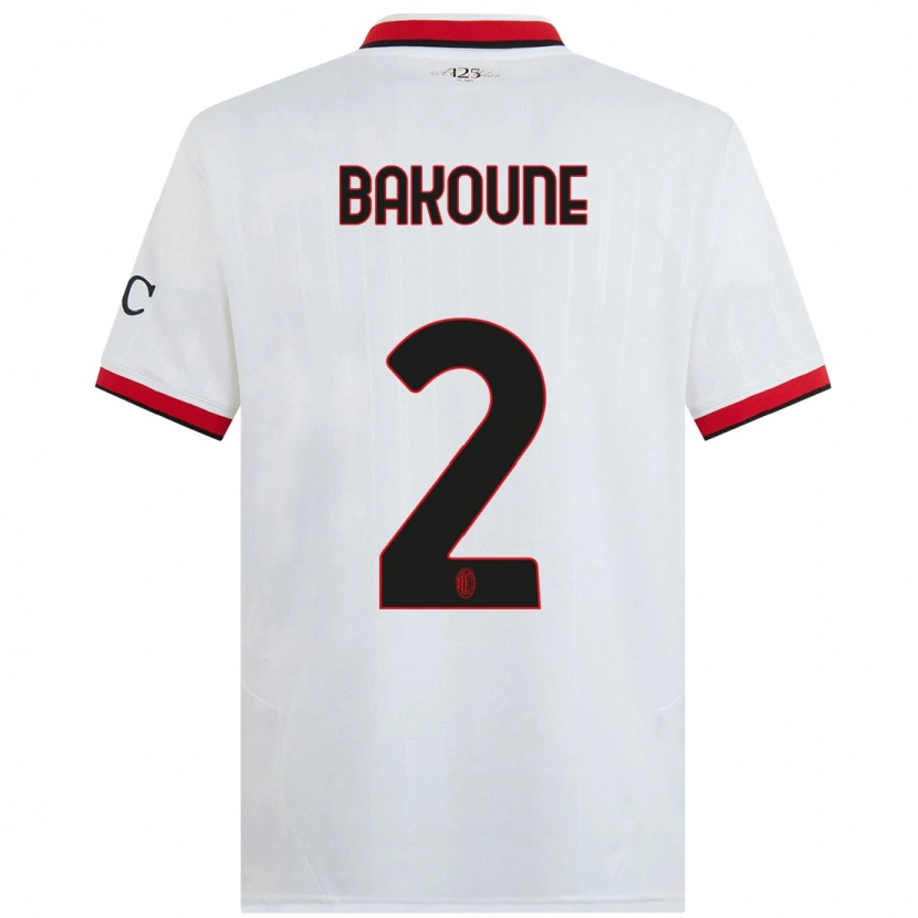 Danxen Niño Camiseta Adam Bakoune #2 Blanco Negro Rojo 2ª Equipación 2024/25 La Camisa