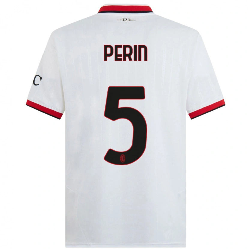 Danxen Niño Camiseta Ernesto Perin #5 Blanco Negro Rojo 2ª Equipación 2024/25 La Camisa