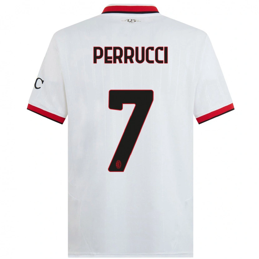 Danxen Niño Camiseta Vincenzo Perrucci #7 Blanco Negro Rojo 2ª Equipación 2024/25 La Camisa